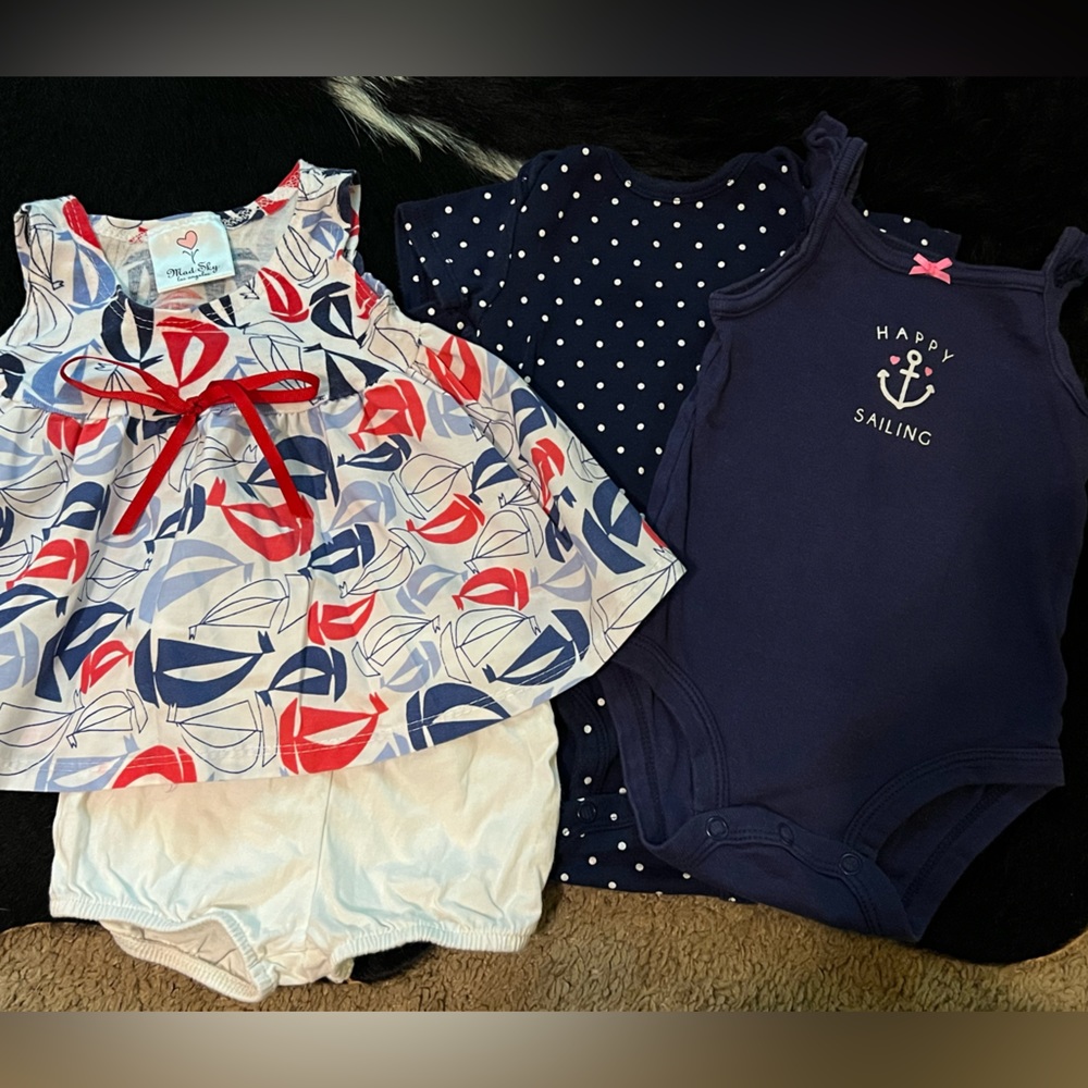 3/$15❣️BUNDLE Baby Girls Nautical Outfits; 6 months